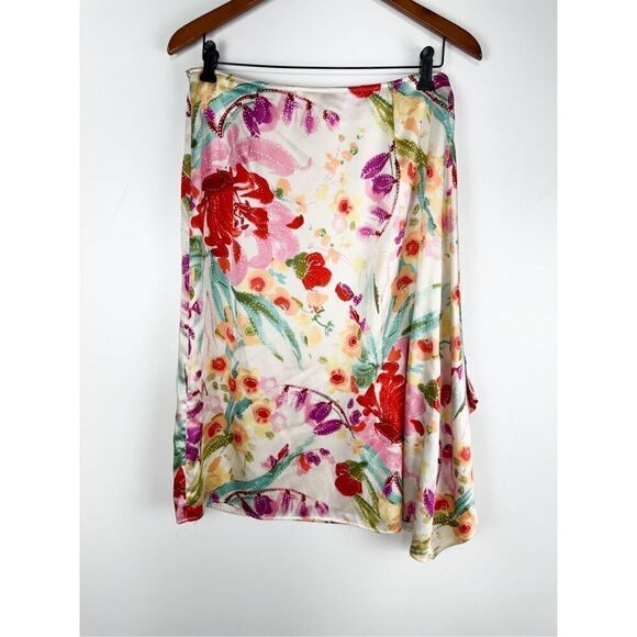 Katherine Kelly Women's Floral Print Lined Silk A-Line Skirt Size 12 - Picture 1 of 7